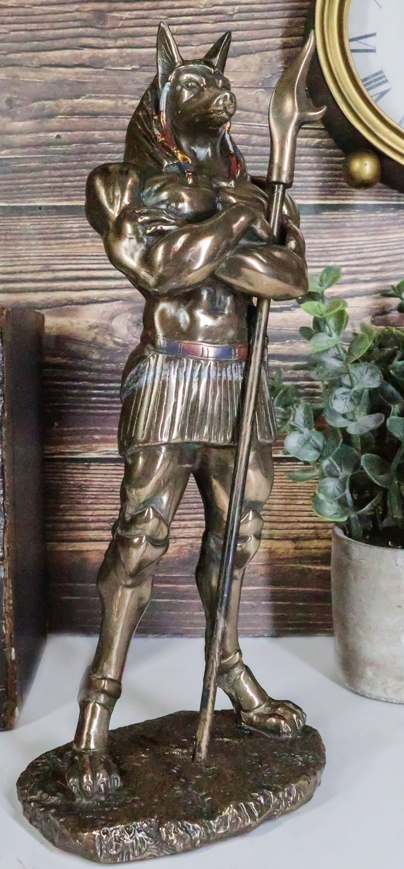 EGYPTIAN BRONZELIKE DARK MIGHTY ANUBIS DEITY STATUE GOD of MUMMIFICATION 11"H