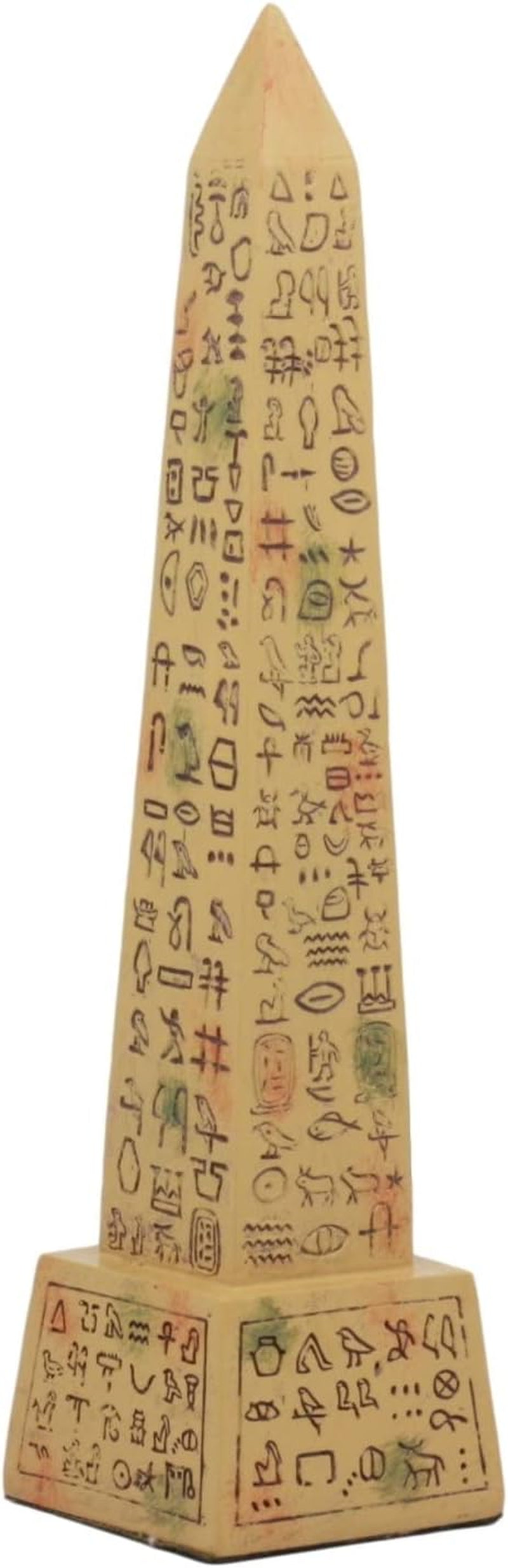 Ebros Egyptian Temple of Ra Desert Obelisk with Hieroglyphs Statue 8" Tall Ancient Egypt Landmark Obelisks Pillar Tower Figurine (Sandstone Brown)