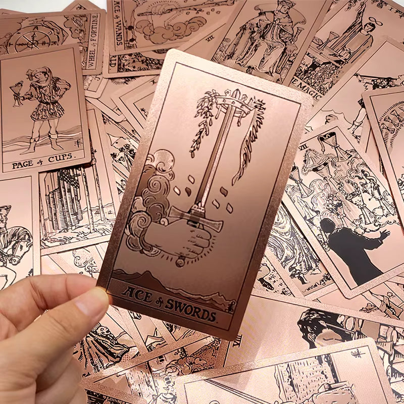 Gold Foil Tarot Plastic Cards Rose Pink Oracle Waterproof Card Deck Mysterious Board Game Divination Cards