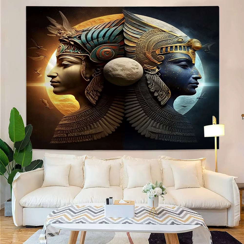 Egyptian Painting Tapestry Nefertalis Tomb Thebes Wall Hanging Gods of Ancient Egypt Mural for Bedroom Living Room Dorm Decor