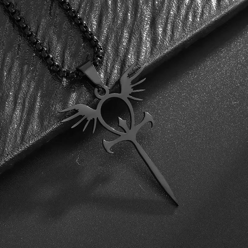 Stainless Steel Ancient Egyptian Ankh Cross Life Key Totem Necklace Men and Women Lucky Amulet Jewelry