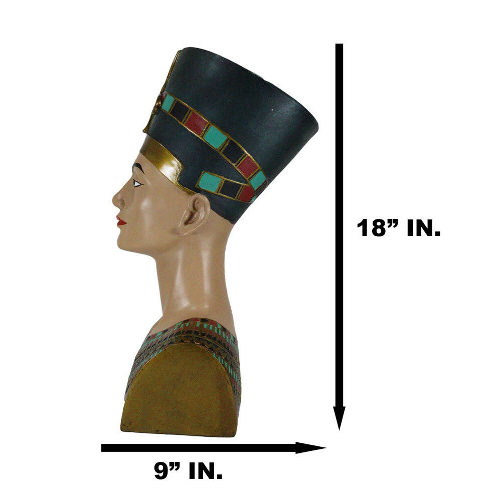 Ancient Egyptian Decorative Large Queen Nefertiti Bust 18" Tall Figurine Statue