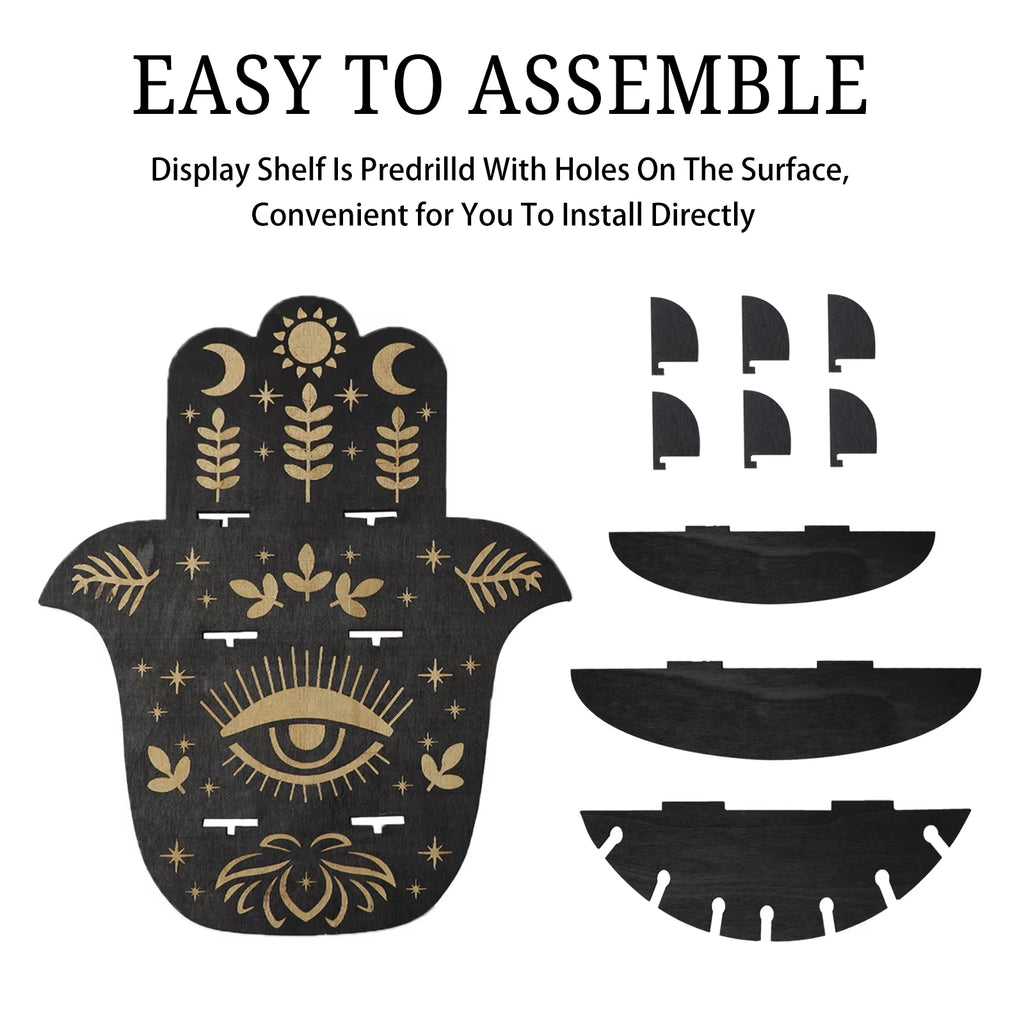 Crystal Wall Shelf Evil Eye Multilayer Crystal Display Stand Hanging Wall Decor Shelves Stone Holder Boho Home Decoration Gift