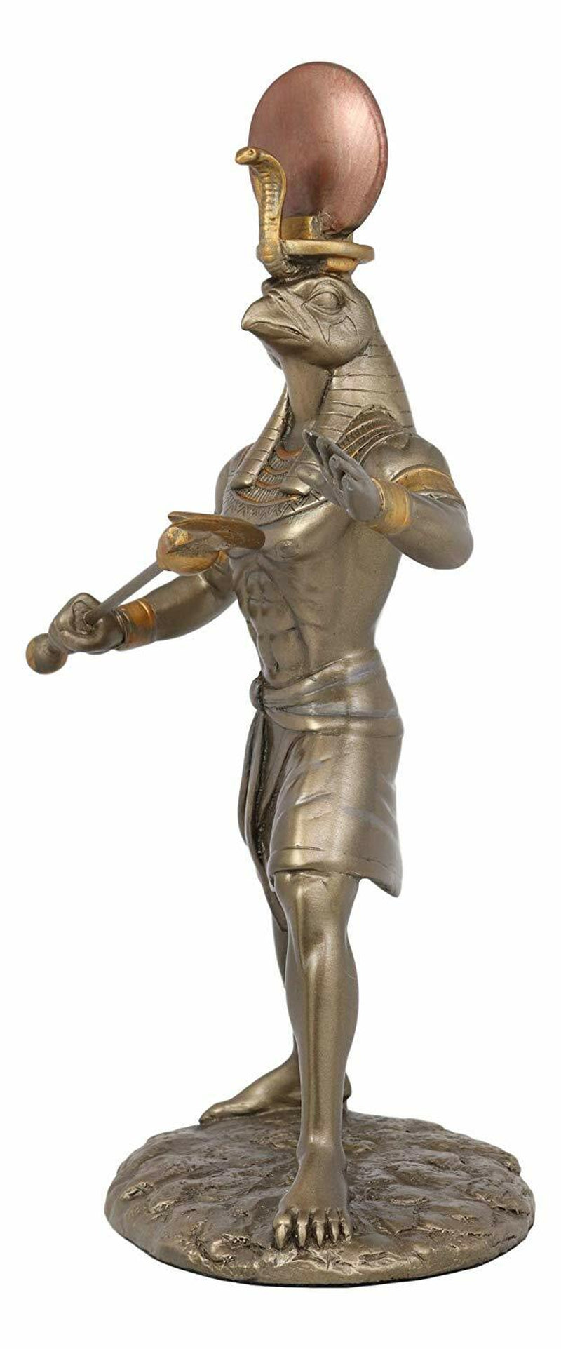 Egyptian Mythology God Horus Ra with Sun and Uraeus Disc Statue Heru Falcon