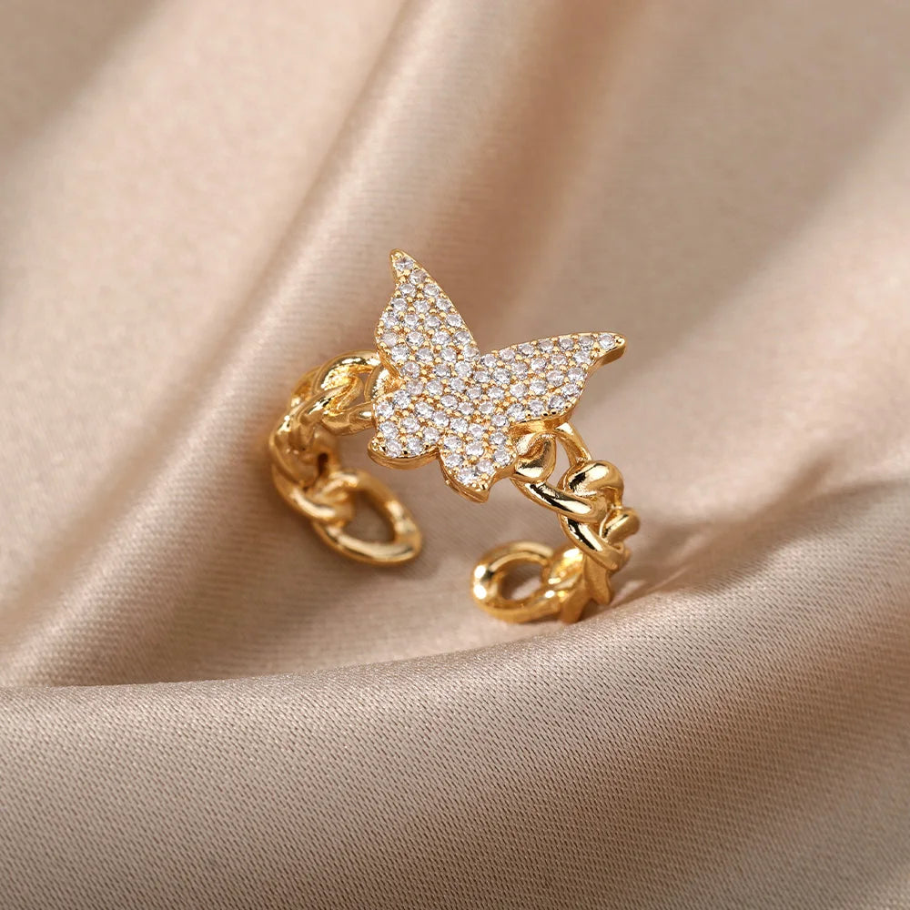 Lucky Turkish Blue Evil Eye Rings for Women Open Adjustable Stainless Steel Ring 2024 Trend Wedding Band Couple Jewelry Gift