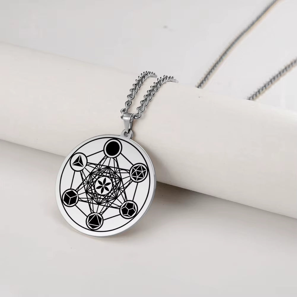Archangel Metatron Seal Solomon Pendants Necklace for Men Stainless Steel Jewelry Religious Necklaces