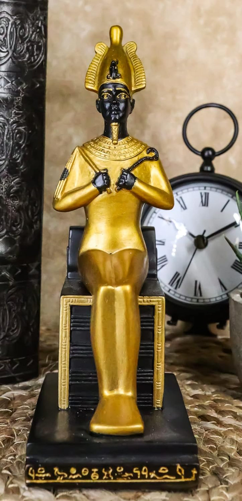 Ebros Classical Egyptian Gods and Goddesses Seated on Throne Statue Gods of Egypt Ruler of Mankind Decorative Figurine (Osiris God of the Afterlife)