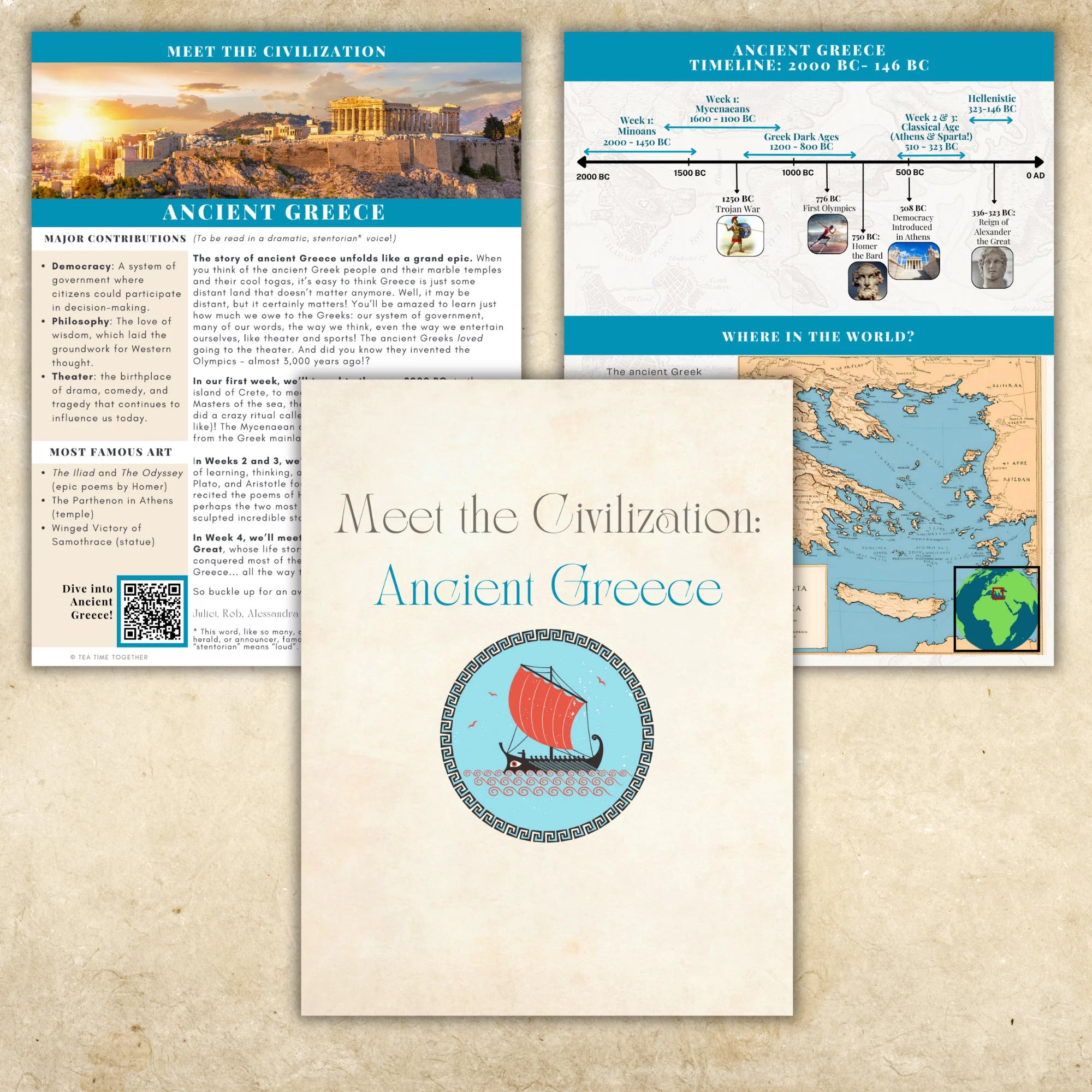 Bundle: Ancient History - Tea Time Together™ - 9 Units - Creation to the Fall of Rome