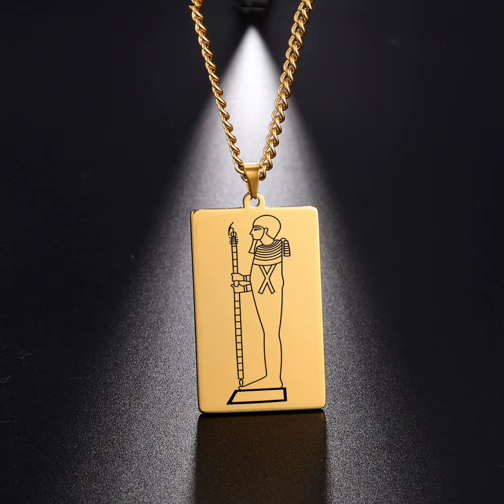 Gold Plated 15 Egyptian God Talisman Pendant Men Women Necklace Egypt God of Magic Wisdom Thoth Ibis-Head Amulet Jewelry Gifts