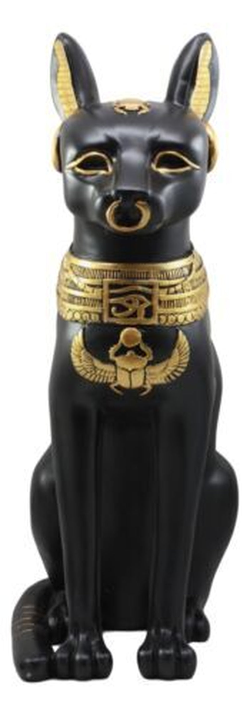 Ebros Large Egyptian Sitting Cat Bastet Statue in Black and Gold Finish 20"Tall