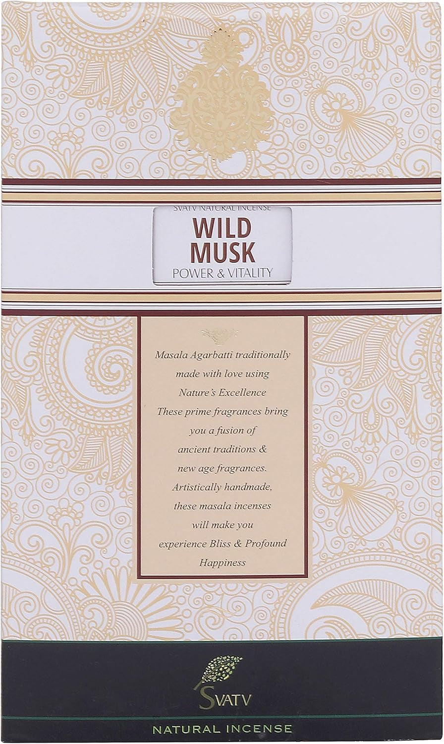 Herbal & Ancient Method Musk Incense Stick with Pack of 6 Incense for Meditation, Yoga, Spiritual, Aromatherapy Energy Cleansing & Calm down the Mind - 15G X 06 Incense | 90G | 3.17Oz