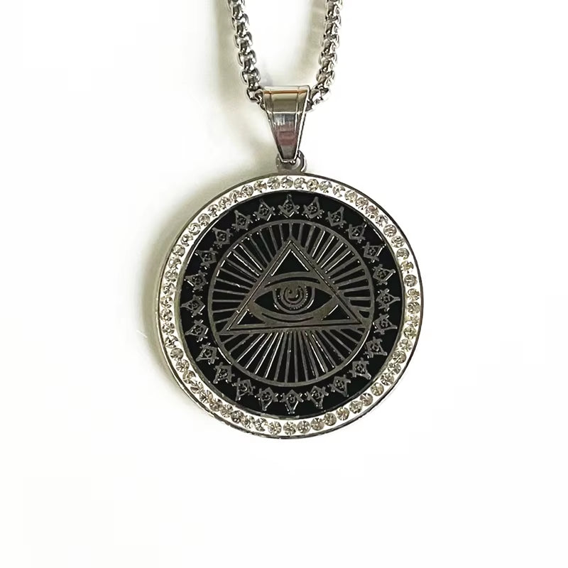 Hip Hop Ancient Egypt round Jewelry Collares Gold Color Stainless Steel Chain Egyptian Eye of Horus Necklaces & Pendants