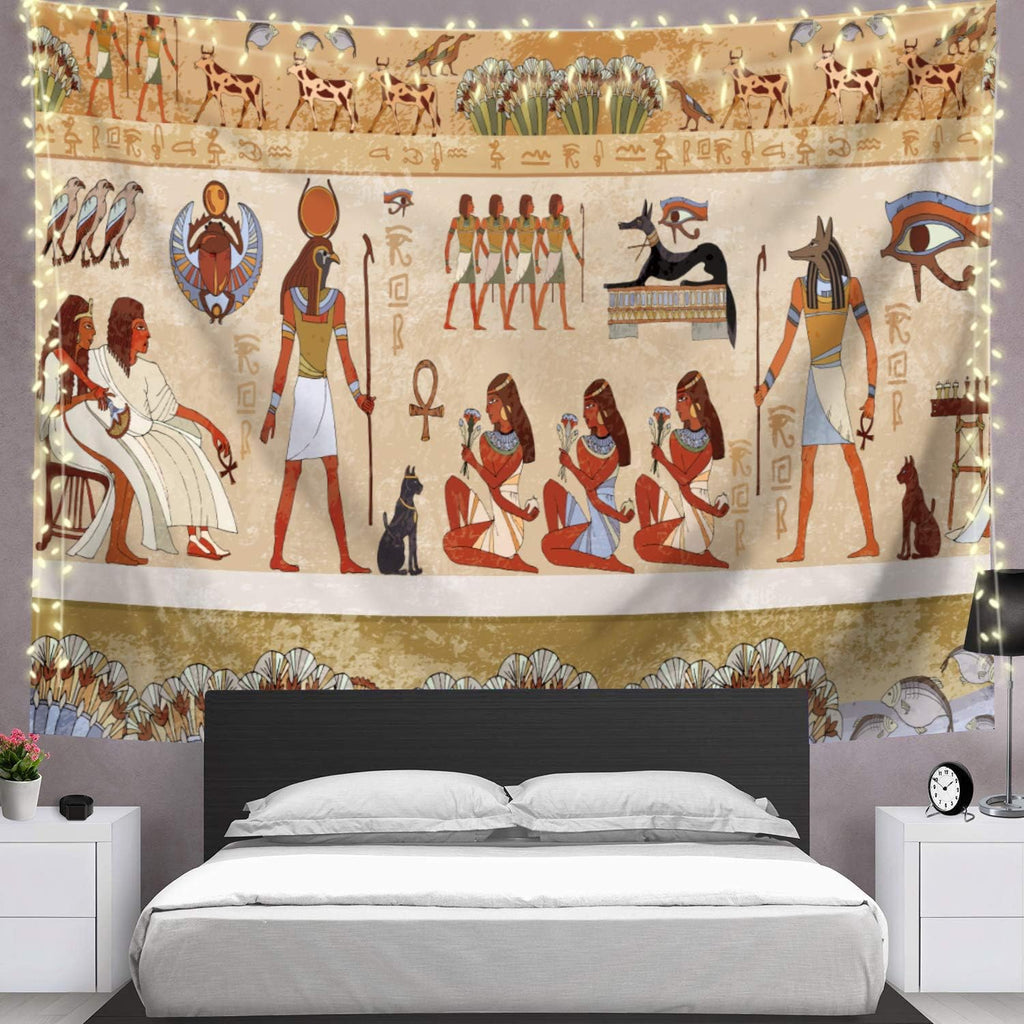 Egyptian Tapestry Wall Hanging Egyptian Ancient Religion Historical Tapestry Backdrop Cloth Egypt Egyptian Character for Home Dorm Living Room Decor. Multi 78X59Inc