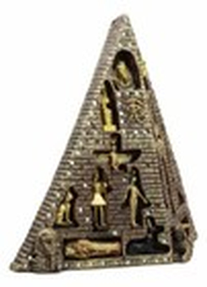 Egyptian Pyramid Statue with 16 Miniature Gods Anubis Osiris Isis Maat Bastet