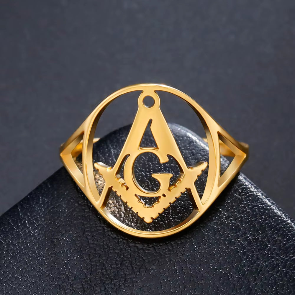 Masonic Ring for Men Mason Ring Masonic Freemason Symbol Ring Vintage Retro Religious Amulet Stainless Steel Jewelry