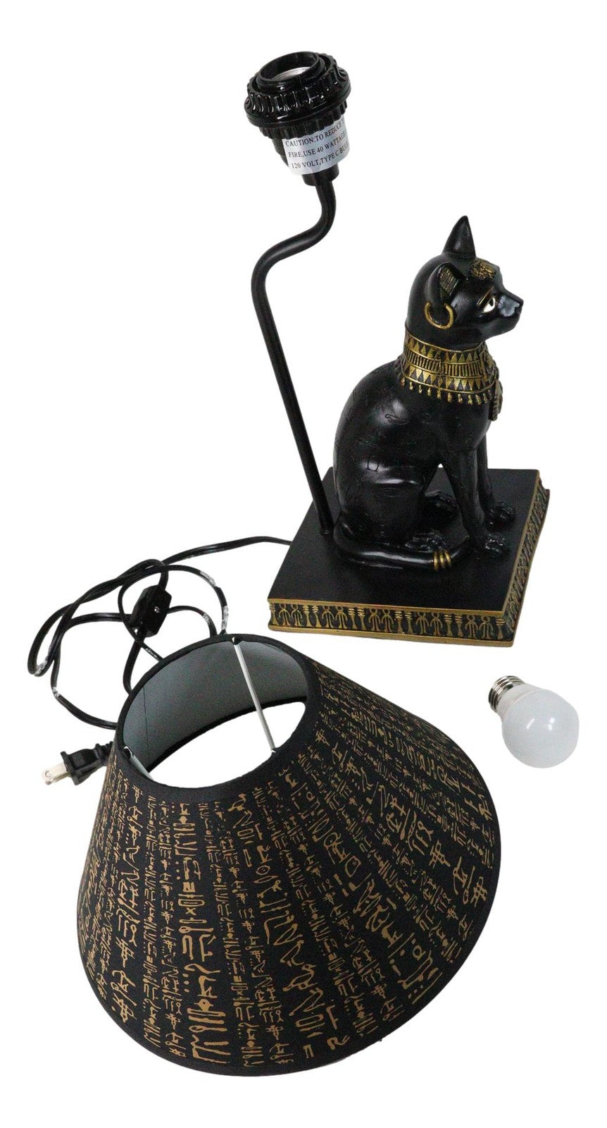Ebros Egyptian Goddess of Home Bastet Cat Table Lamp Sculpture with Shade