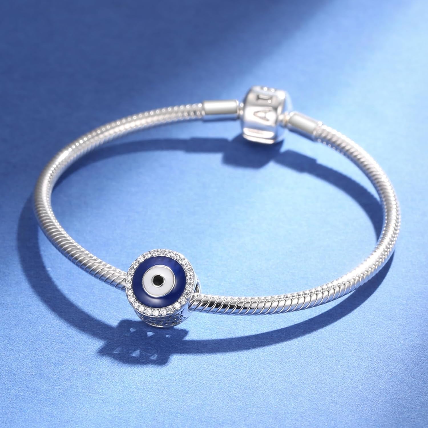 Evil Eye Charms 925 Sterling Silver Charms for Bracelet and Lucky Jewelry Hamsa Charm Fatima Charms Beads European Charm Evil Eye Compatible Bracelet Necklace for Women Mother Sister Gifts