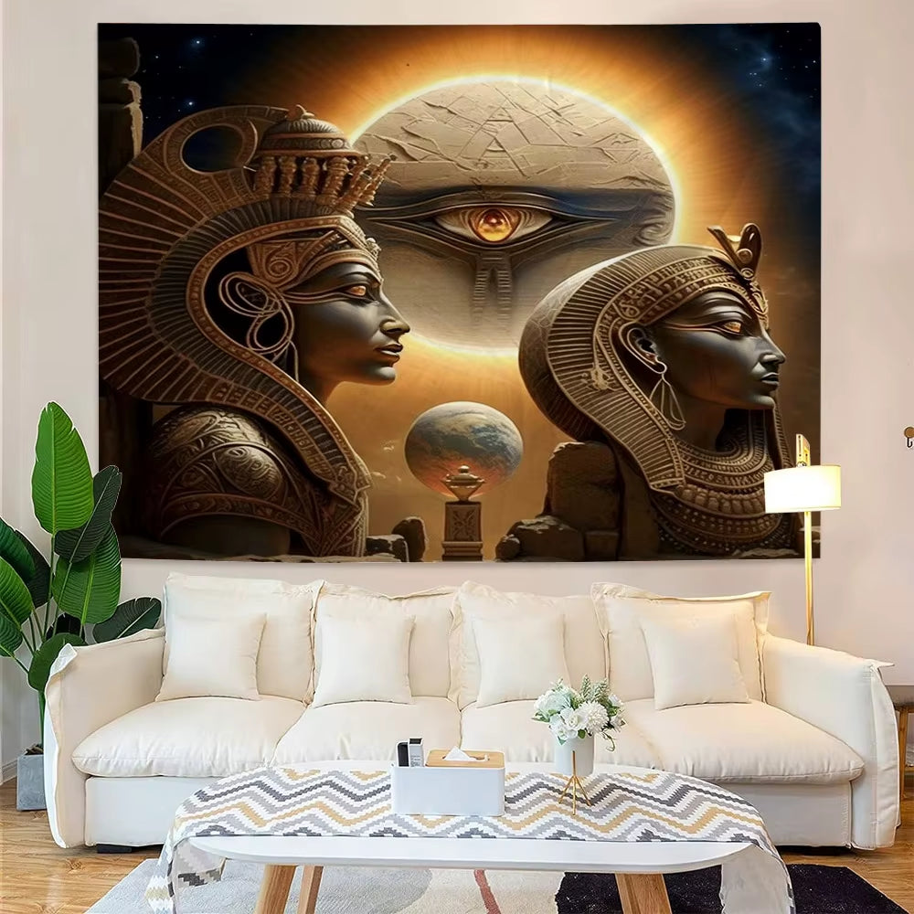 Egyptian Painting Tapestry Nefertalis Tomb Thebes Wall Hanging Gods of Ancient Egypt Mural for Bedroom Living Room Dorm Decor
