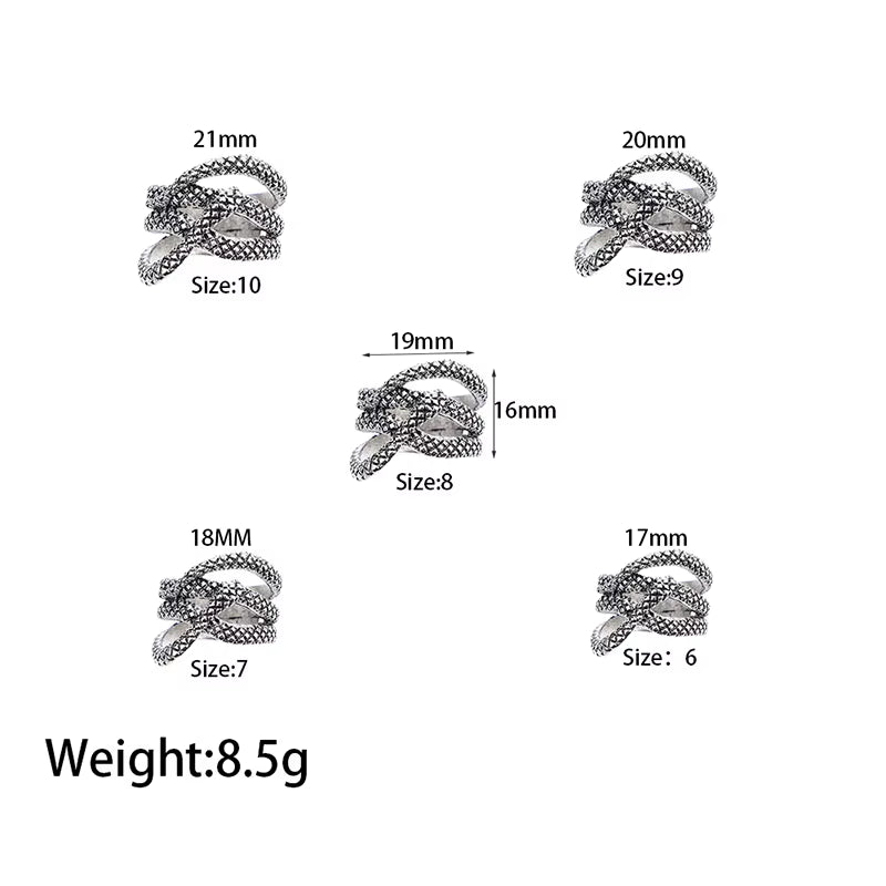 51Luckind Mens Rings Gothic Snake Ring for Hombre Multilayer Distorted Hiphop Rock Rings Male Accessories Jewelry Gift for Him