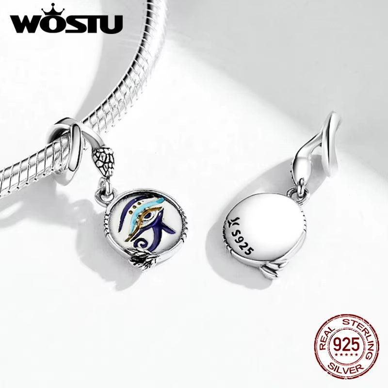 New 925 Sterling Silver Charm Egypt Bastet & Twin Eyes Bead Pendant Fit Original Bracelet Necklace for Women Jewelry