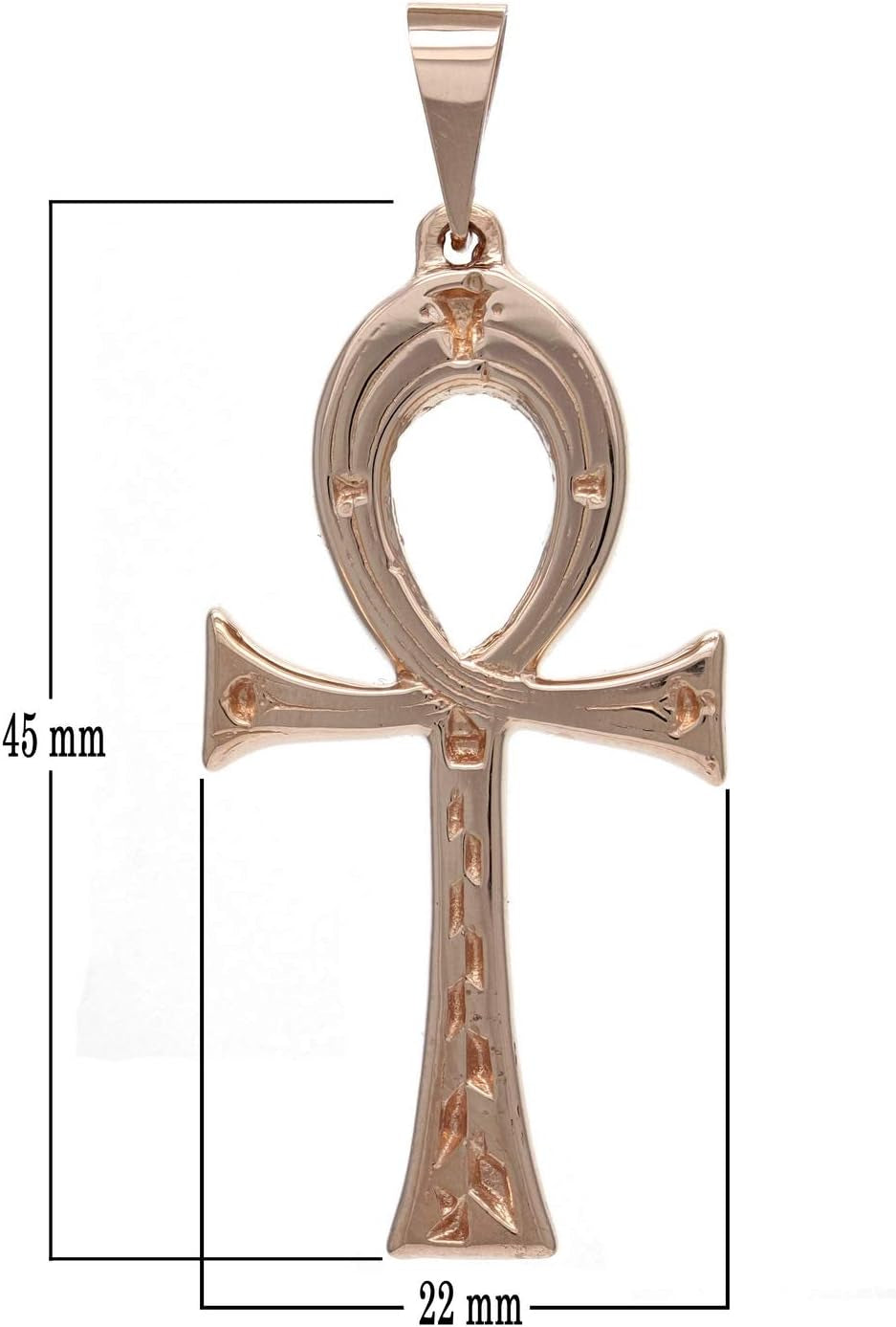 14K Yellow White or Rose Gold Egyptian Ankh and Vine Cross Charm Pendant
