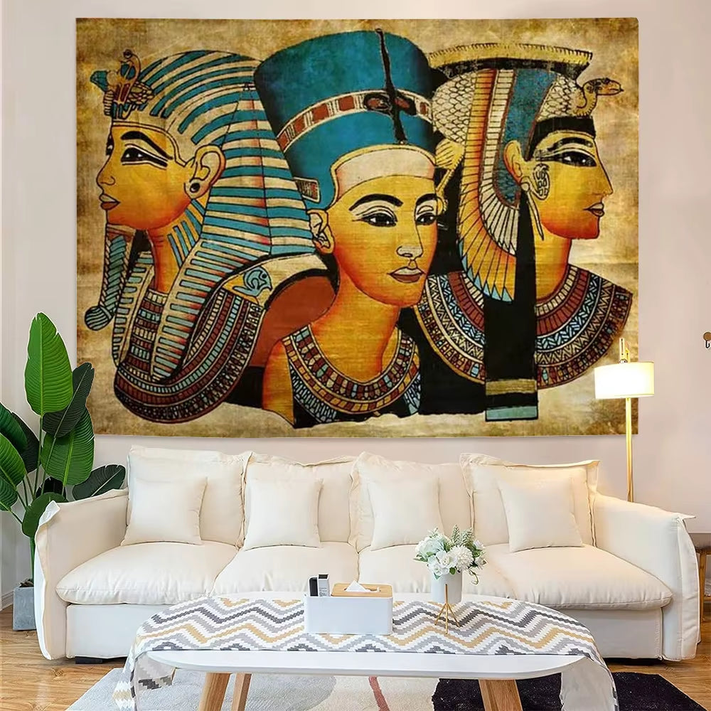 Egyptian Painting Tapestry Nefertalis Tomb Thebes Wall Hanging Gods of Ancient Egypt Mural for Bedroom Living Room Dorm Decor