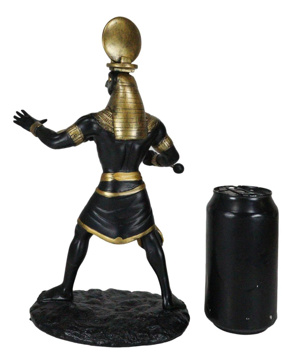 Egyptian God Horus Ra with Sun and Uraeus Disc Statue Deity of Sun War and Sky