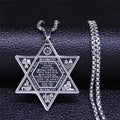 Hexagram Pendant Necklace for Women Men Stainless Steel Star of David Solomon Powerful Protection Amulet Jewish Jewelry N539