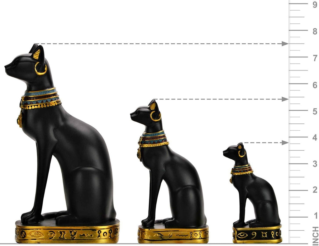 Egyptian Bastet Collectible Figurine the Black Cat Goddess Statue - Handmade in Egypt (Small 3.5 Inches Tall)