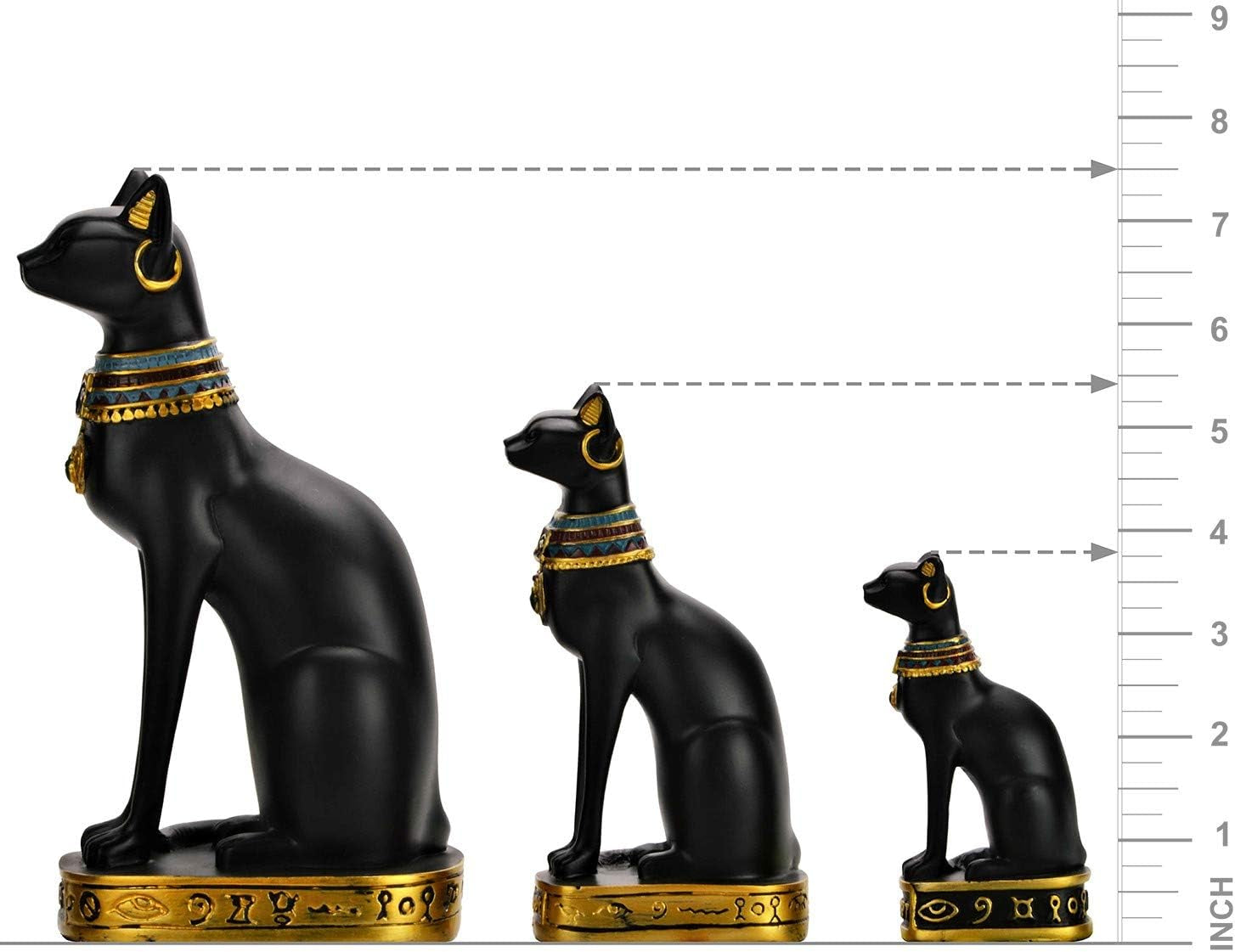 Egyptian Bastet Collectible Figurine the Black Cat Goddess Statue - Handmade in Egypt (Small 3.5 Inches Tall)