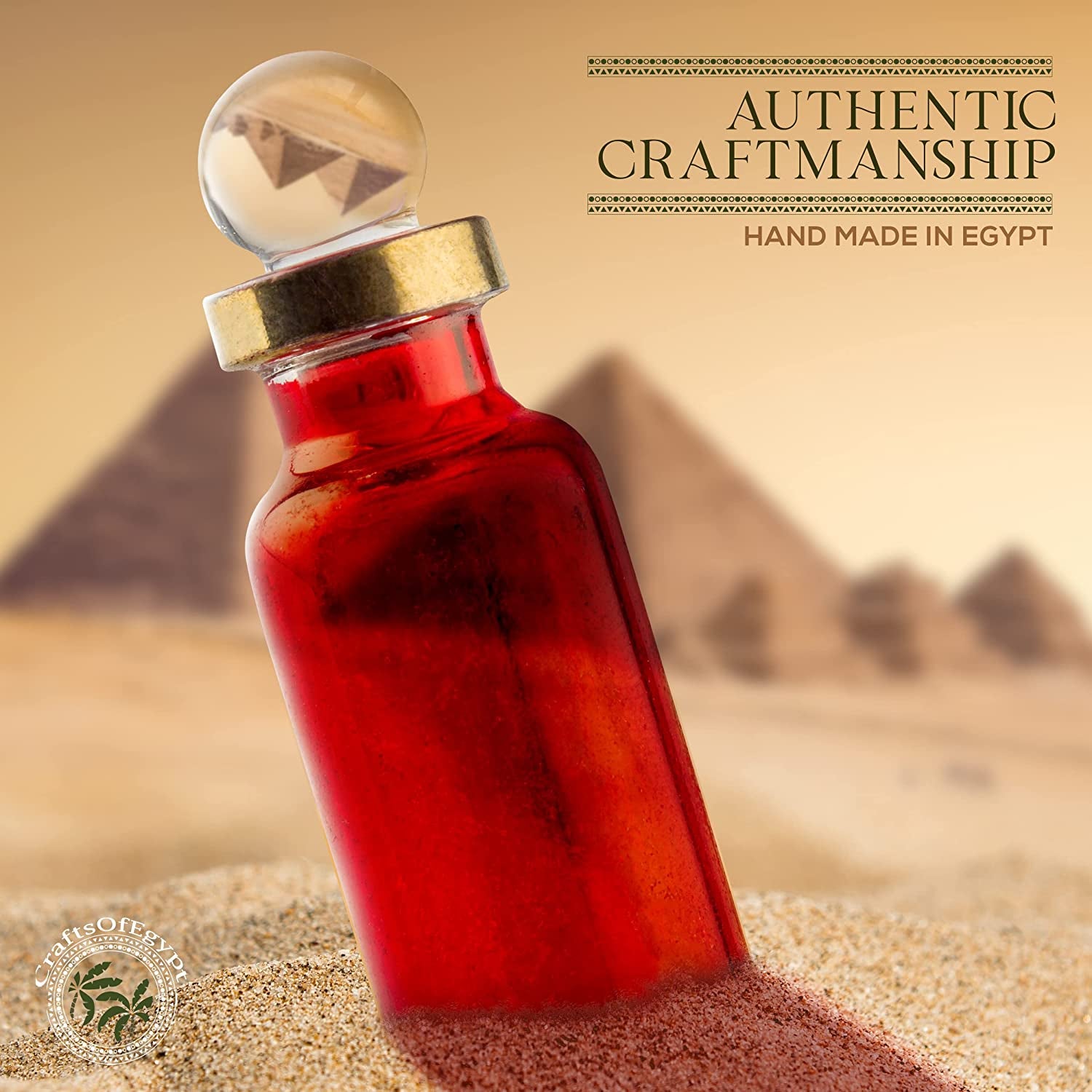 Egyptian Perfume Bottles, Empty Glass Mini Bottles for Perfume, Essential Oils or Potion - Set of 10 Decorative Small Vials, Each 2" High (5Cm), Assorted Colors