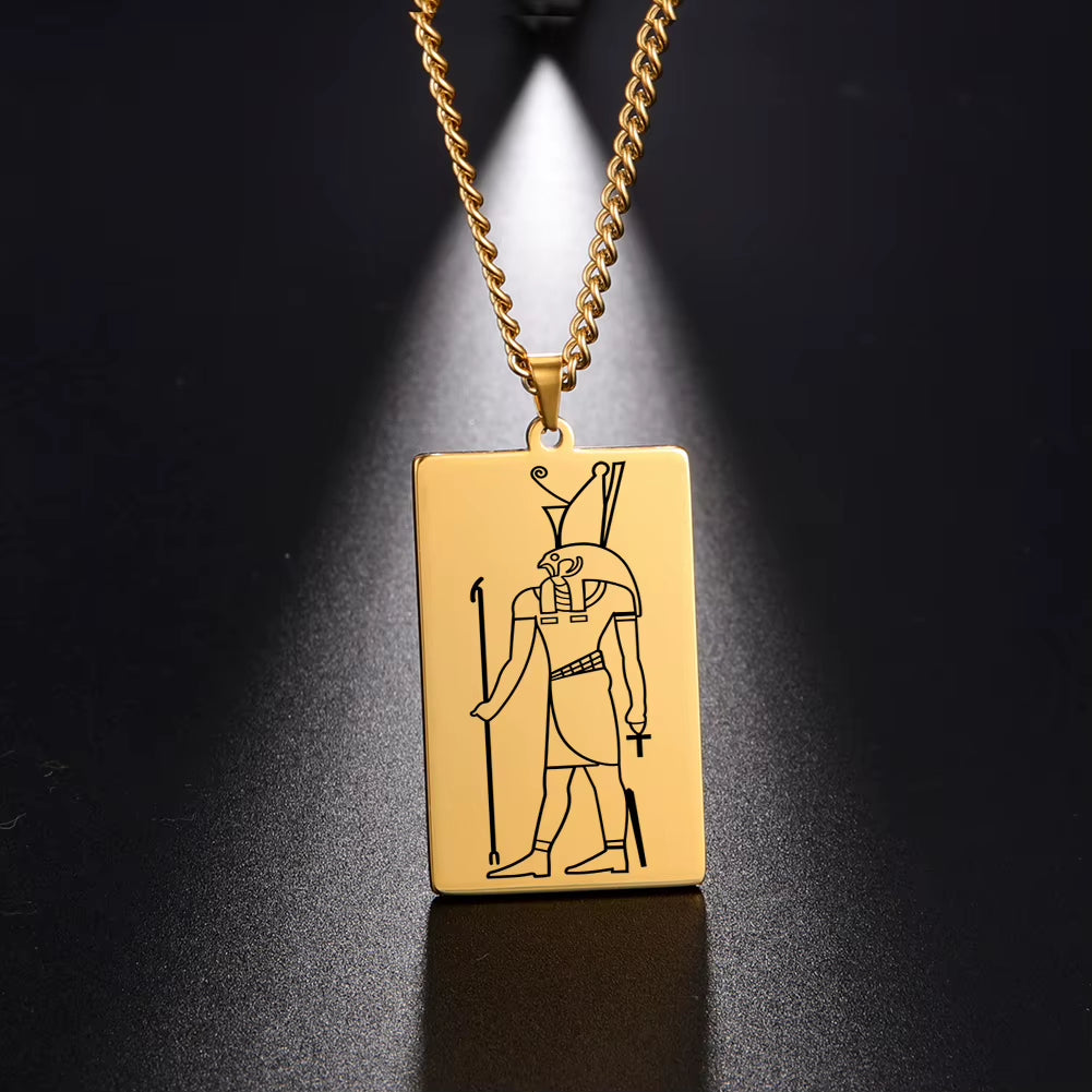 Gold Plated 15 Egyptian God Talisman Pendant Men Women Necklace Egypt God of Magic Wisdom Thoth Ibis-Head Amulet Jewelry Gifts