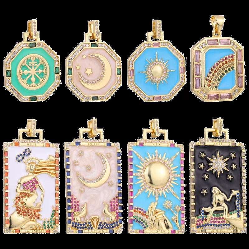 Handicraft Custume Accessories Greek Gods Evil Eye Crescent Moon Star Enamel Charms for DIY Pendant Collar Jewelry Making