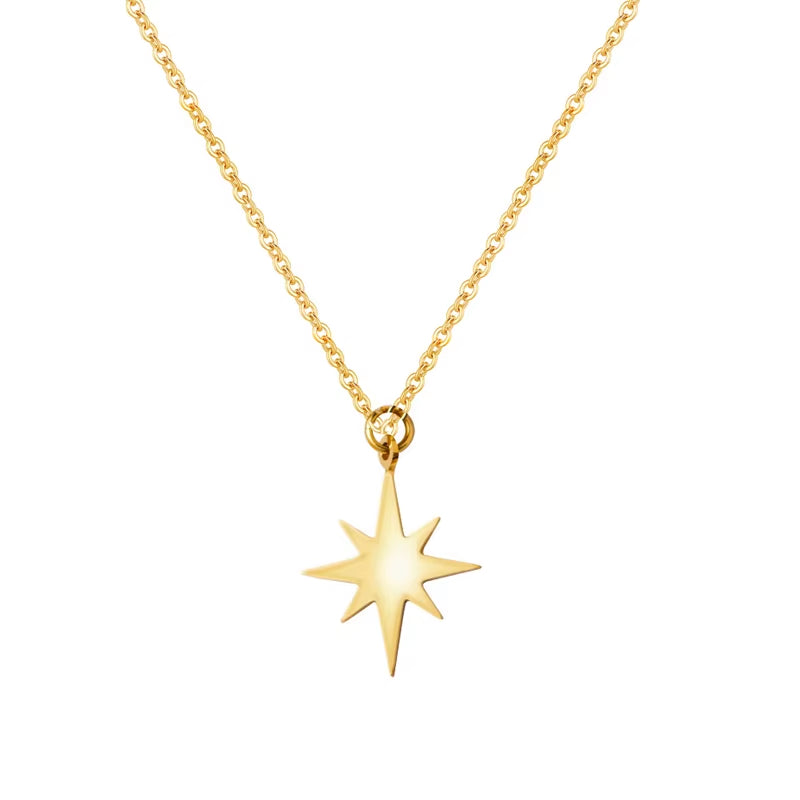 316 L Stainless Steel Necklace for Women Gold Plated Star Pendant Clavicle Necklaces Fahion Jewelry Valentine'S Day Gift