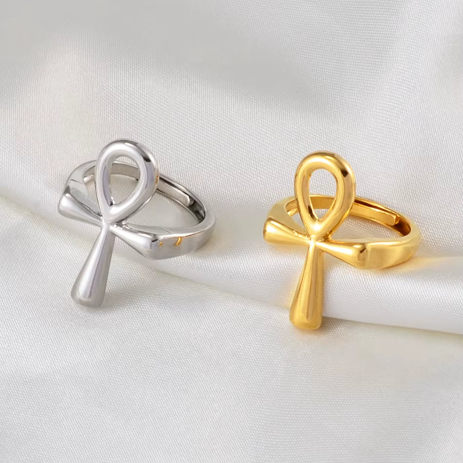 Ankh Ring for Women Girls African Egyptian Cross Charms Finger Ring Jewelry Egypt Hieroglyphs Nile Key @246206