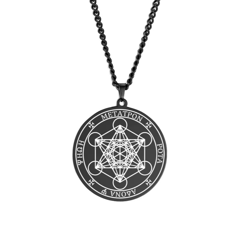 Archangel Metatron Seal Solomon Pendants Necklace for Men Stainless Steel Jewelry Religious Necklaces