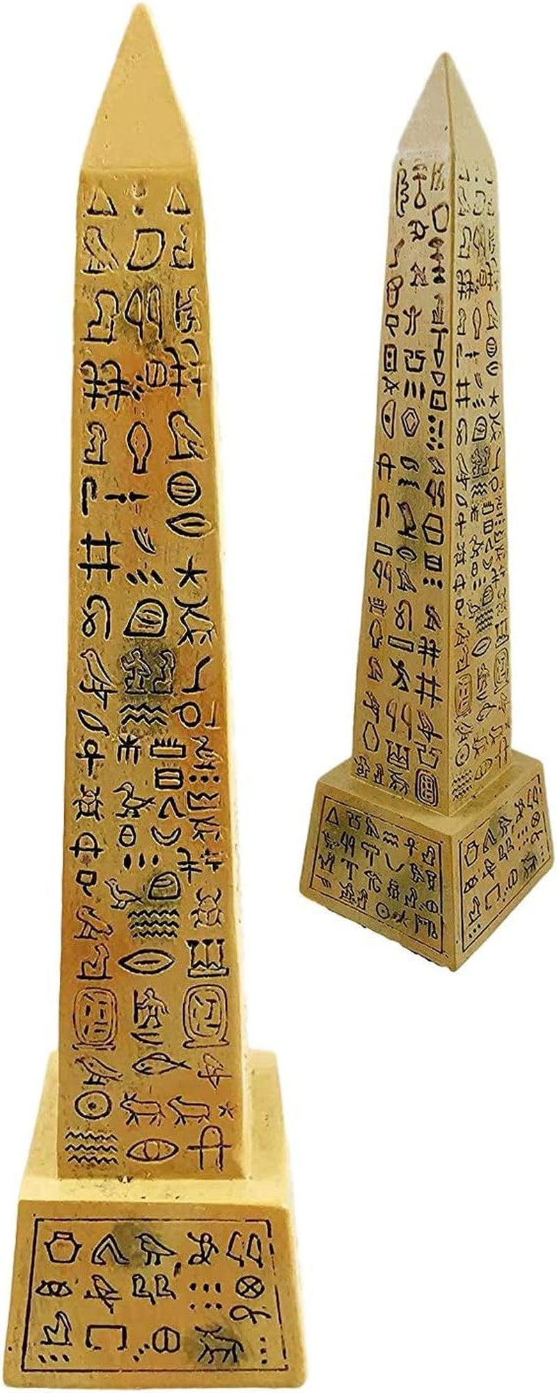 Ebros Egyptian Temple of Ra Desert Obelisk with Hieroglyphs Statue 8" Tall Ancient Egypt Landmark Obelisks Pillar Tower Figurine (Sandstone Brown)
