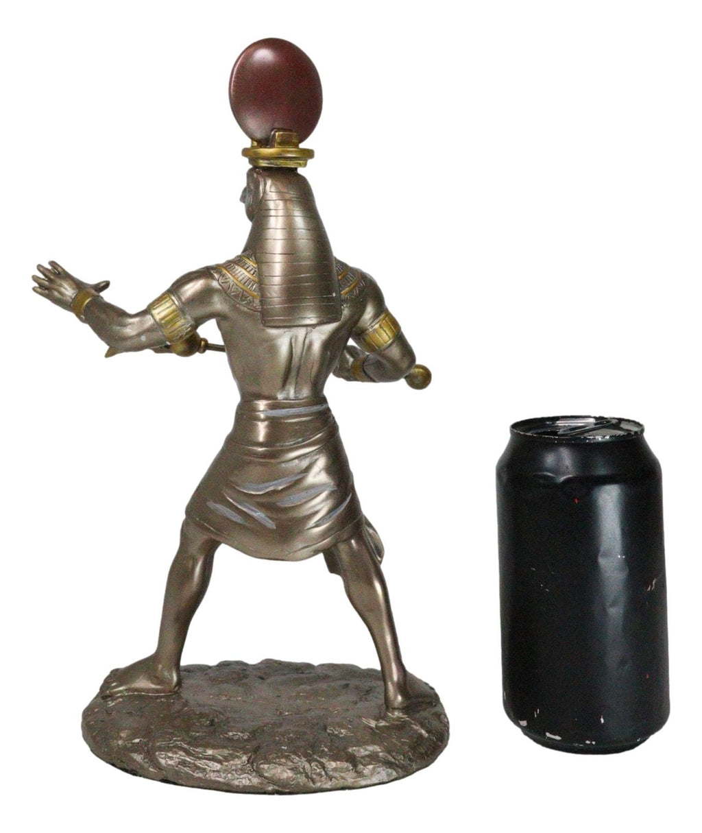 Egyptian Mythology God Horus Ra with Sun and Uraeus Disc Statue Heru Falcon