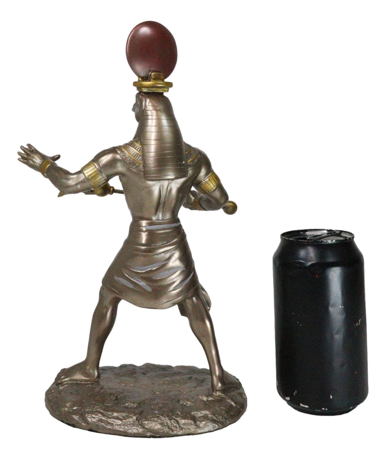 Egyptian Mythology God Horus Ra with Sun and Uraeus Disc Statue Heru Falcon