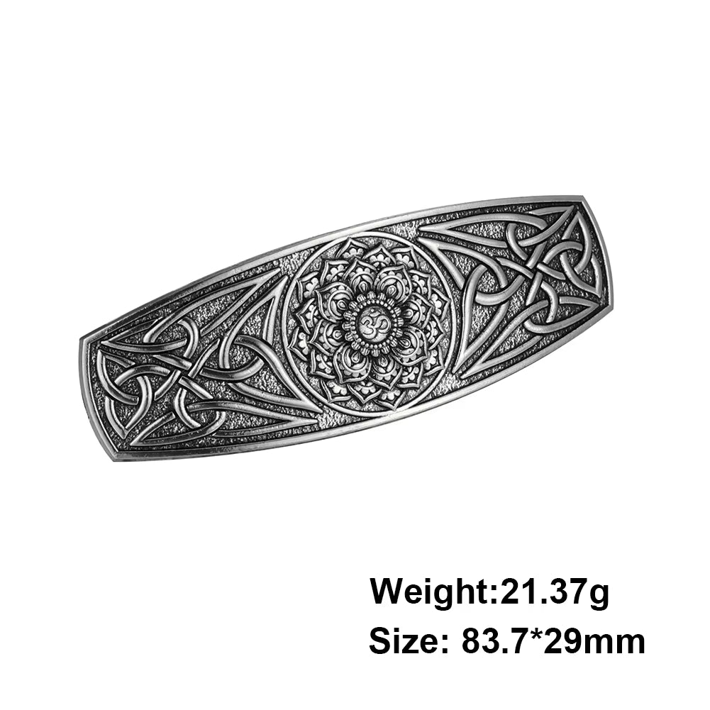 Retro Vikings Celtics Knot Hairpin Women Silver Color Metal Irish Hindu Symbol Hair Decor Barrette Long Hair Design Female Jewel