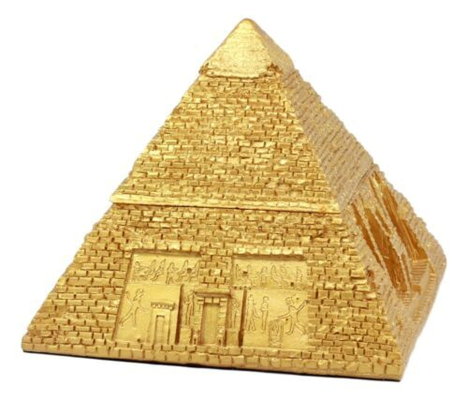 Ebros Egyptian Tomb Golden Pyramid of Deities Gods Jewelry Ornament Box 7"L