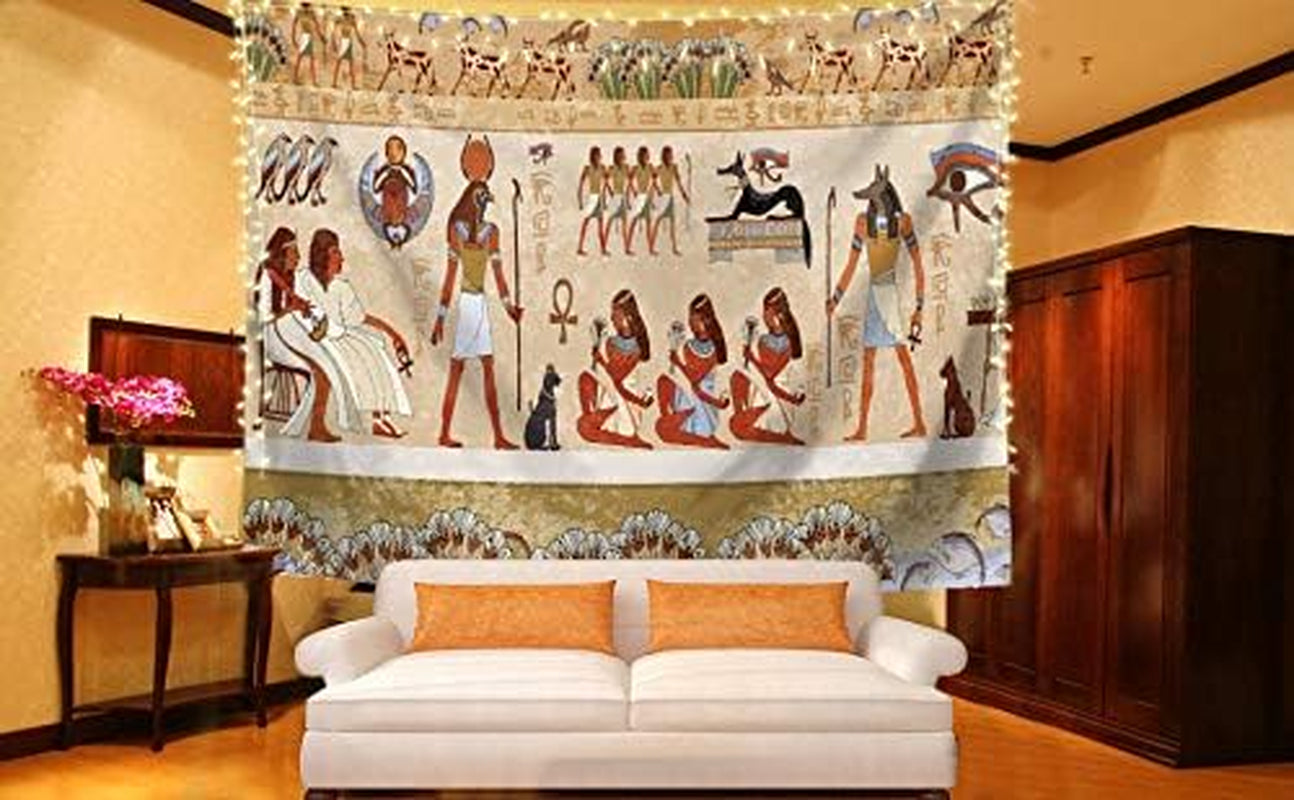 Egyptian Tapestry Wall Hanging Egyptian Ancient Religion Historical Tapestry Backdrop Cloth Egypt Egyptian Character for Home Dorm Living Room Decor. Multi 78X59Inc