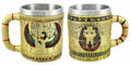 Pair of Golden Egyptian Coffee Mugs Isis/Pharaoh 12 Oz. Tankard Stein Cup