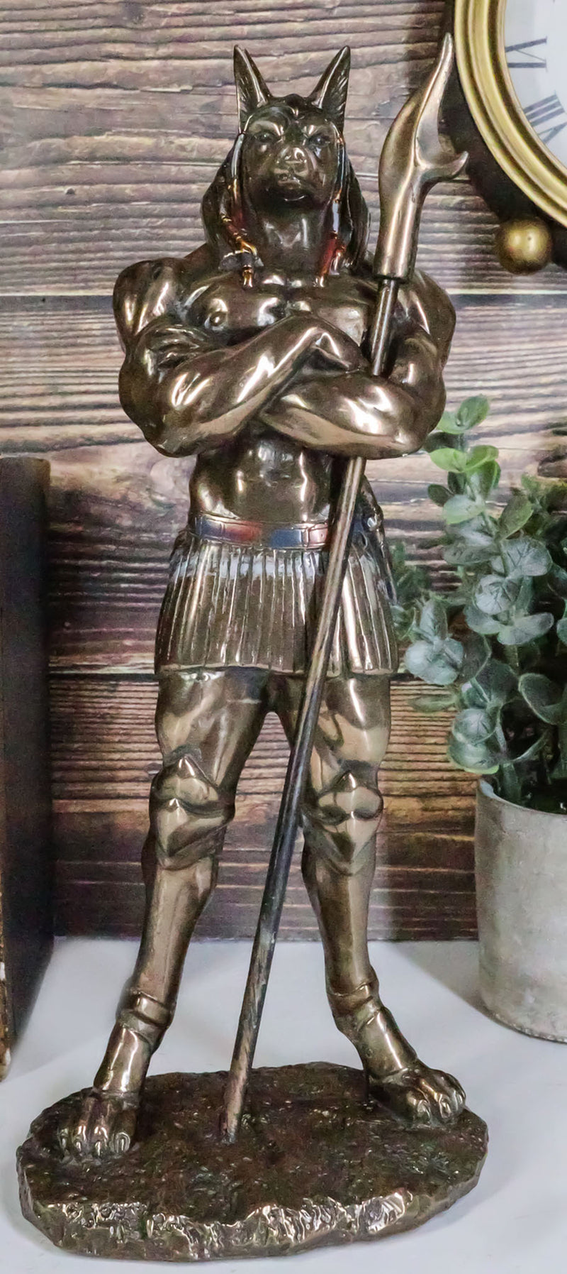 EGYPTIAN BRONZELIKE DARK MIGHTY ANUBIS DEITY STATUE GOD of MUMMIFICATION 11"H