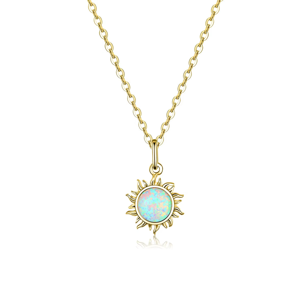 925 Sterling Silver White Opal Sun Pendant Necklace Apollo Chain Necklaces for Women Birthday Gift Jewelry