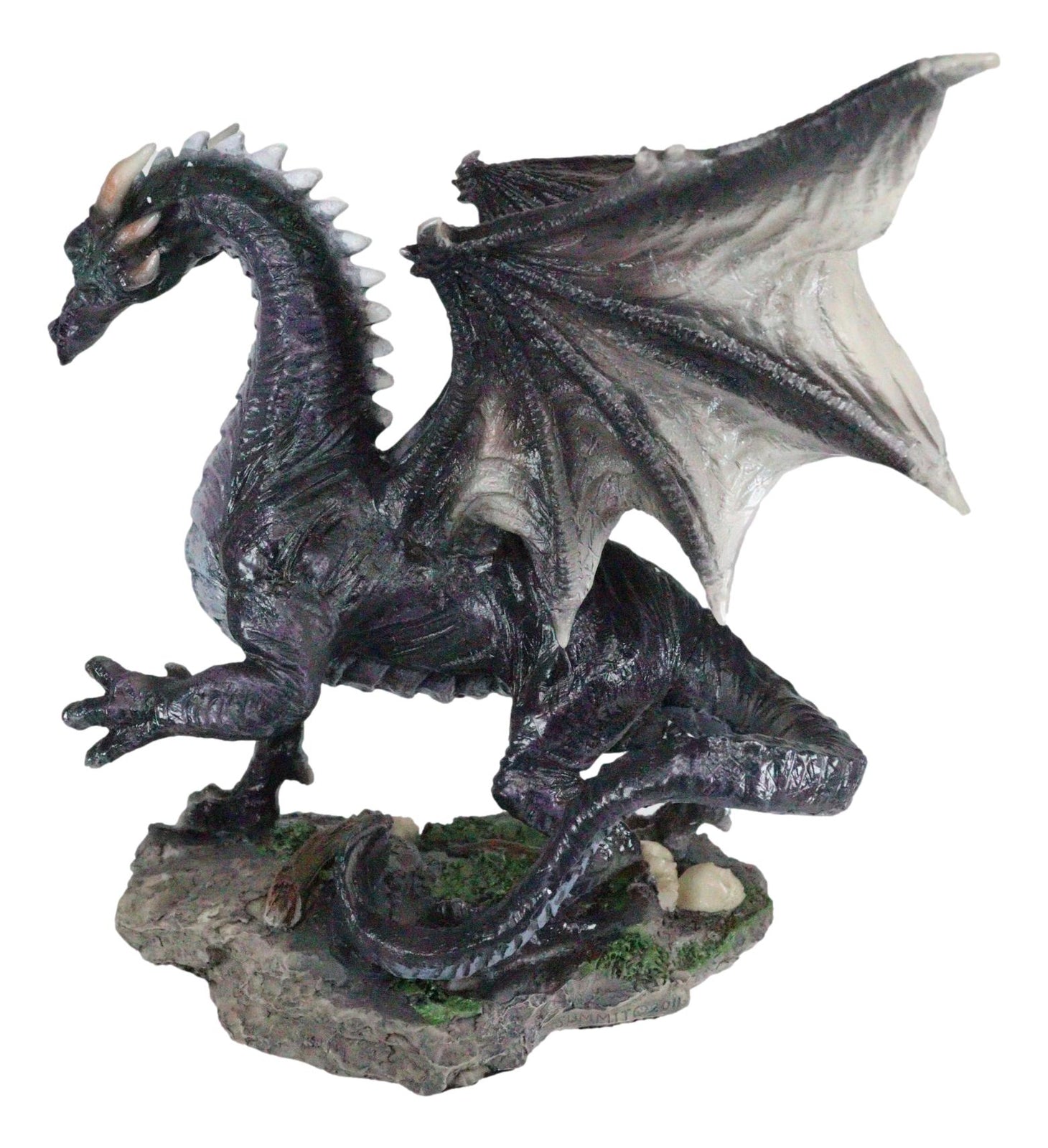 Ancient Mythology Legendary Guardian Dark Midnight Dragon Sculpture Statue 8"H