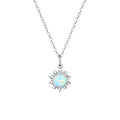 925 Sterling Silver White Opal Sun Pendant Necklace Apollo Chain Necklaces for Women Birthday Gift Jewelry