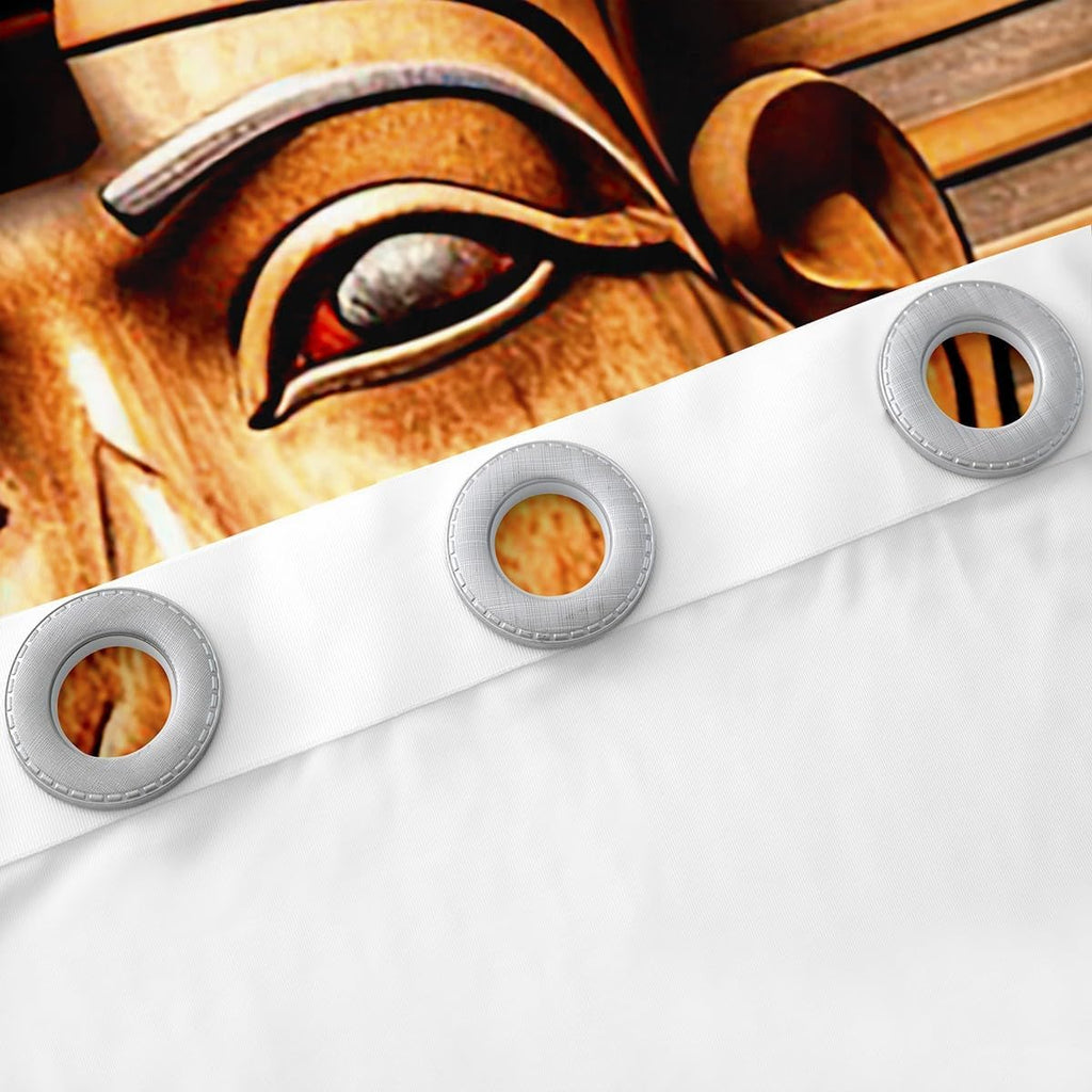 Egyptian Pharaoh Window Drapes, Ancient Egypt Tribe Exotic Retro Egyptian Pyramids Curtains, Decorative Bedroom Living Room Window Curtain Panels, 84W X90L, Brown Black Golden