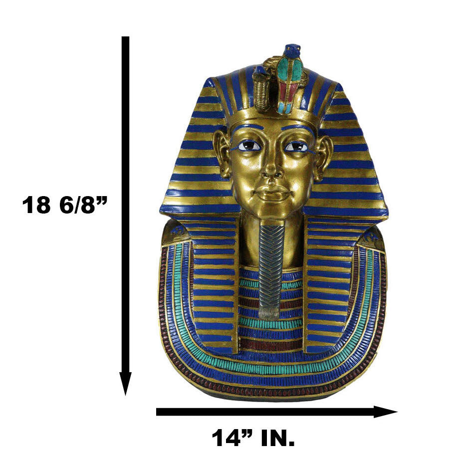 Large 18.75"H Ancient Egyptian King Tut Bust Statue Burial Mask Nemes Figurine
