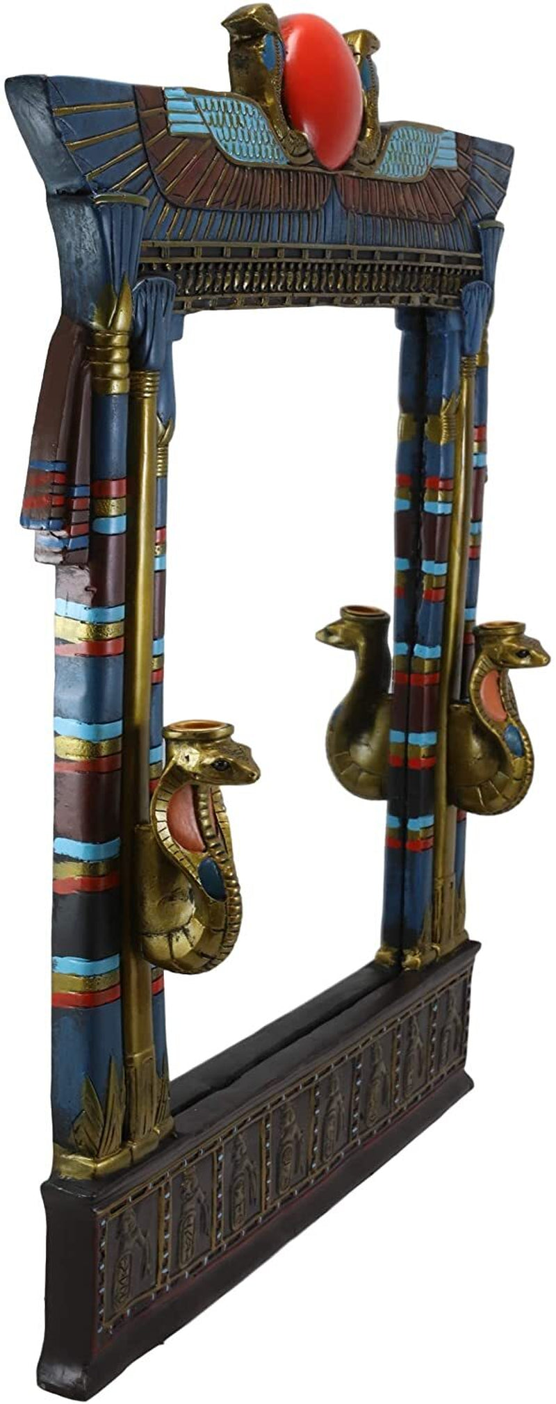 Ebros Egyptian Cobras with Isis and Ra Wall Mirror with 2 Candle Holders Plaque